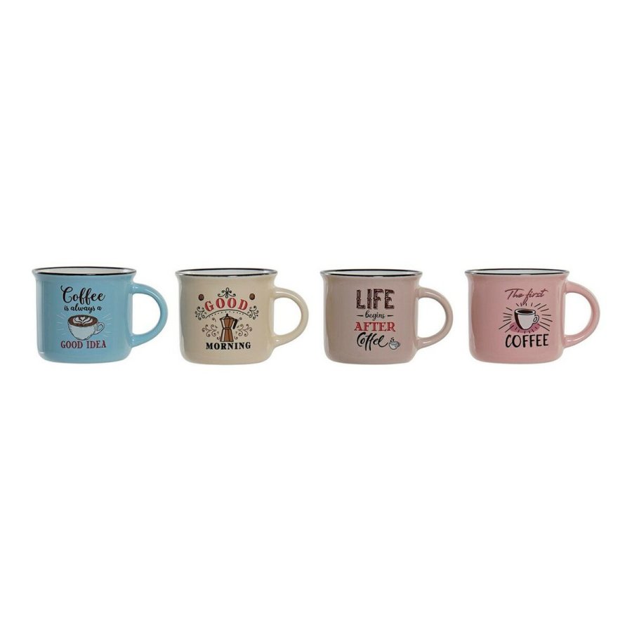 Krus DKD Home Decor Coffee Bone China Porceln (180 ml) (4 pcs) #1