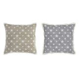 Pude DKD Home Decor Gr Beige Polyester Bomuld Aluminium (45 x 10 x 45 cm) (2 enheder) #1