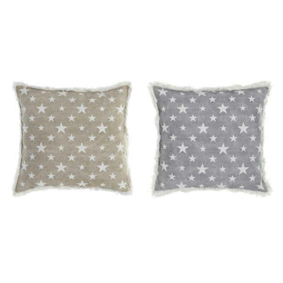 Pude DKD Home Decor Gr Beige Polyester Bomuld Aluminium (45 x 10 x 45 cm) (2 enheder) #1