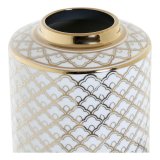 Vase DKD Home Decor 18 x 18 x 30,5 cm Porceln Gylden Hvid #2