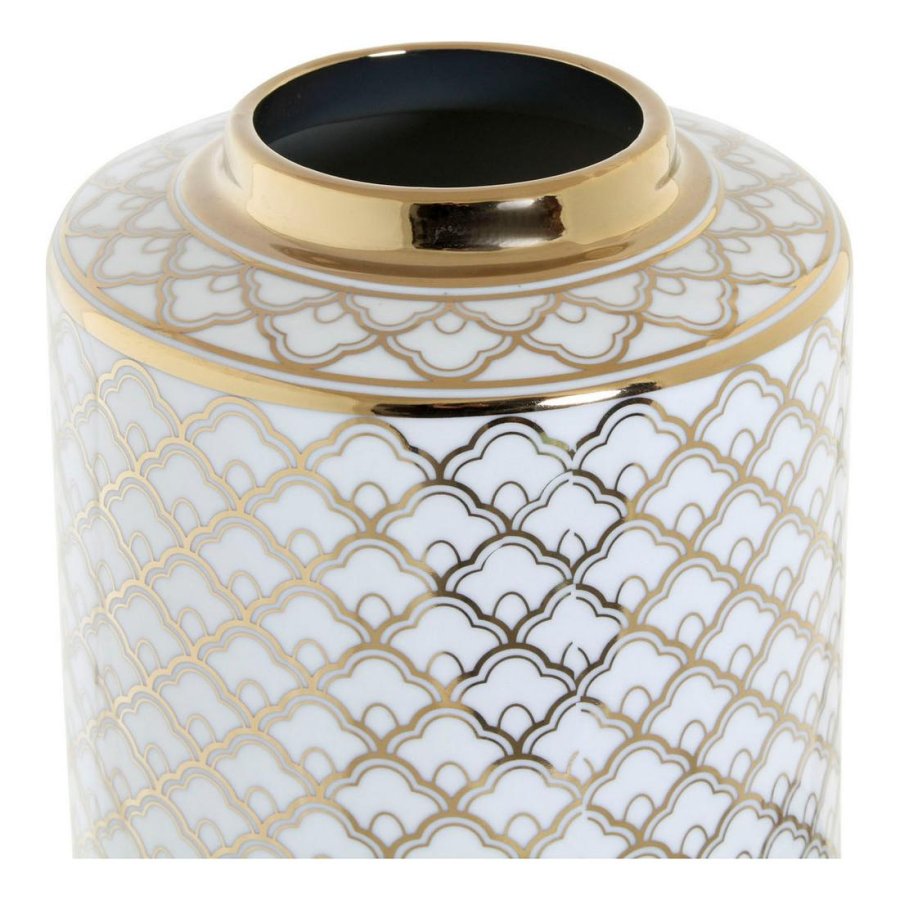 Vase DKD Home Decor 18 x 18 x 30,5 cm Porceln Gylden Hvid #2