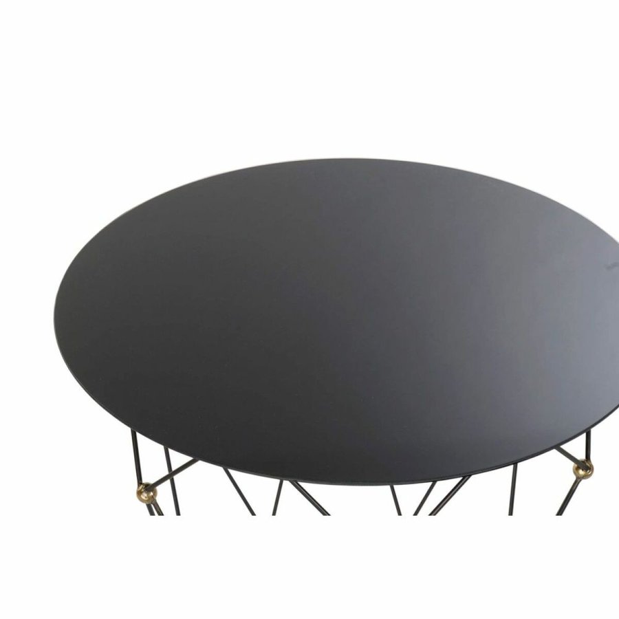 Sofabord DKD Home Decor Sort Metal Krystal Gylden (70 x 70 x 60 cm) #2
