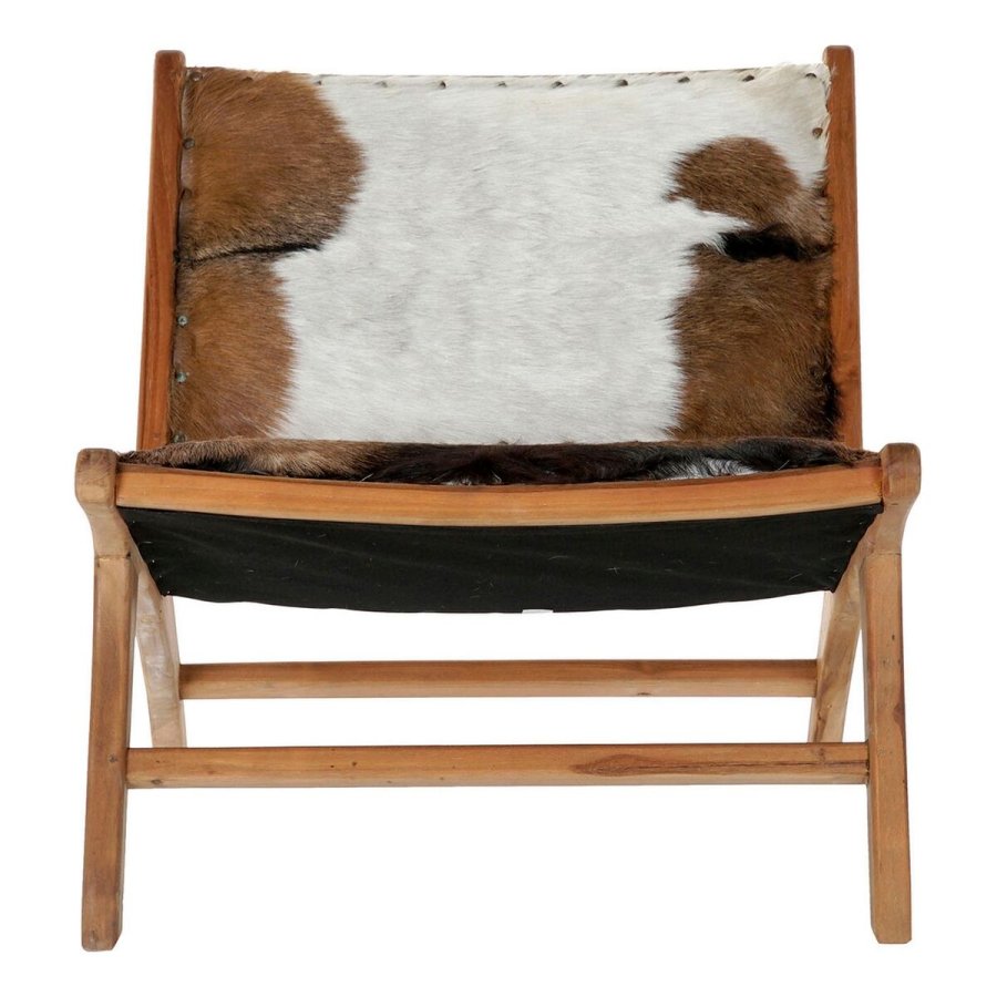 L�nestol DKD Home Decor MB-182320 Teak Brun L�der Hvid (65 x 78 x 68 cm) #5