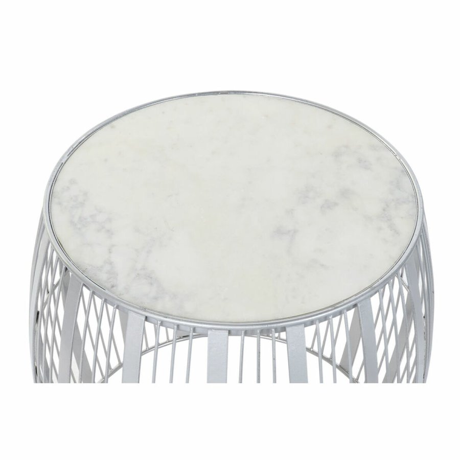 Sofabord DKD Home Decor Hvid Marmor Jern Slvfarvet (46 x 46 x 41 cm) #3