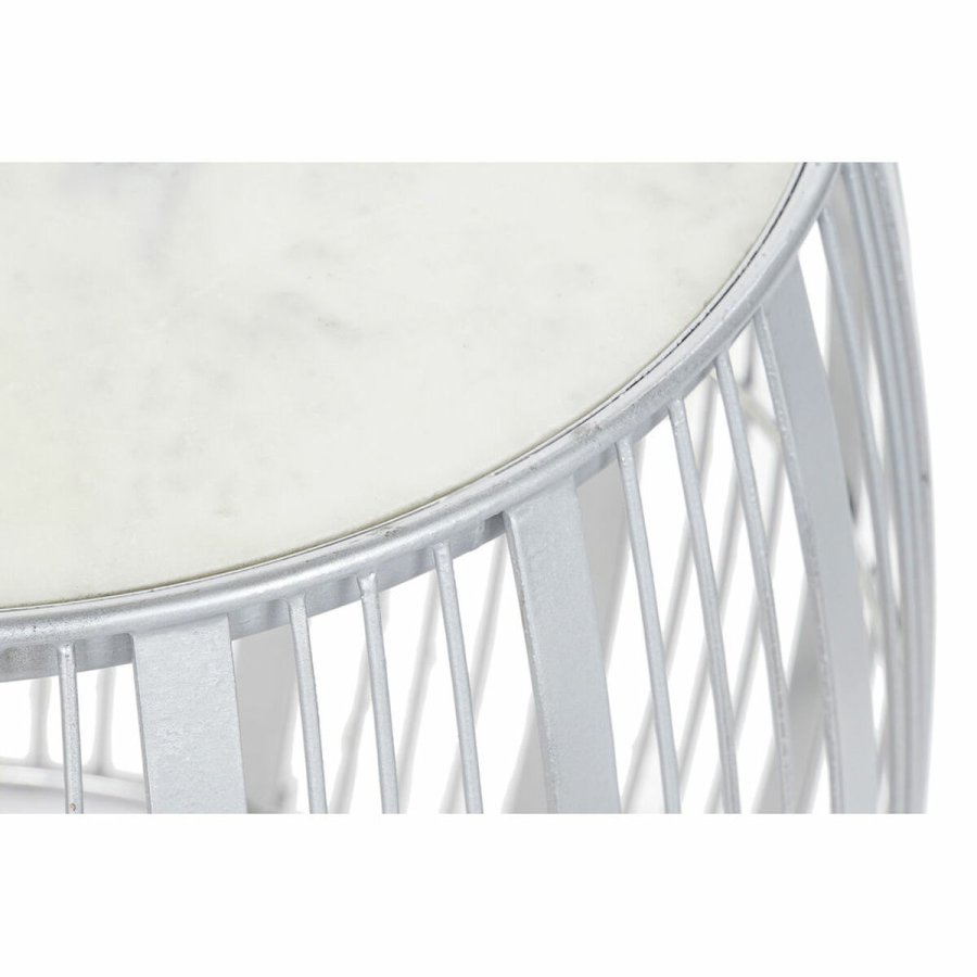 Sofabord DKD Home Decor Hvid Marmor Jern Slvfarvet (46 x 46 x 41 cm) #2