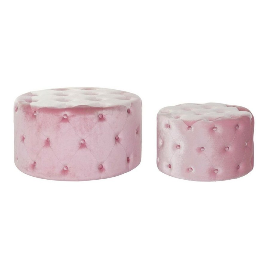 Fodsttte DKD Home Decor Pink Velvet Tr MDF Glam (2 pcs) #1