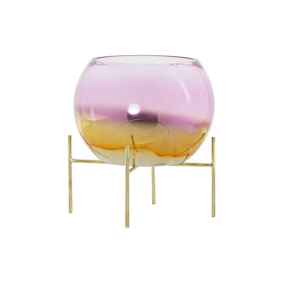 Lyseholder DKD Home Decor 8424001830619 Pink Gylden Metal Krystal 19 x 19 x 20,5 cm #1