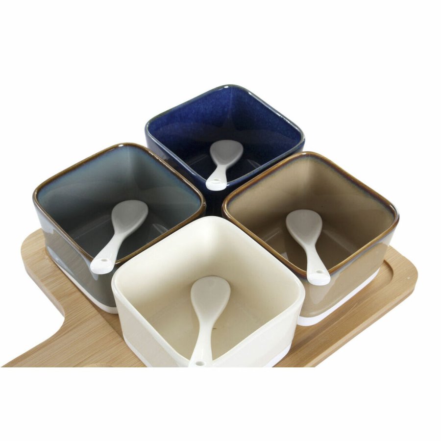 St til appetizere DKD Home Decor 27 x 20 x 1,3 cm Porceln Beige Bl Brun Grn Moderne #4