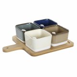 St til appetizere DKD Home Decor 27 x 20 x 1,3 cm Porceln Beige Bl Brun Grn Moderne #1
