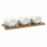 St til appetizere DKD Home Decor Hvid Marinebl Porceln Akacie Plastik Orientalsk 4 Dele 30 x 9,5 x 1,3 cm #1