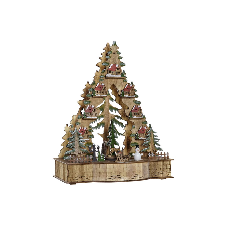Julepynt DKD Home Decor Grn Natur Tr Huse 30 x 15 x 37 cm (3 enheder) #1