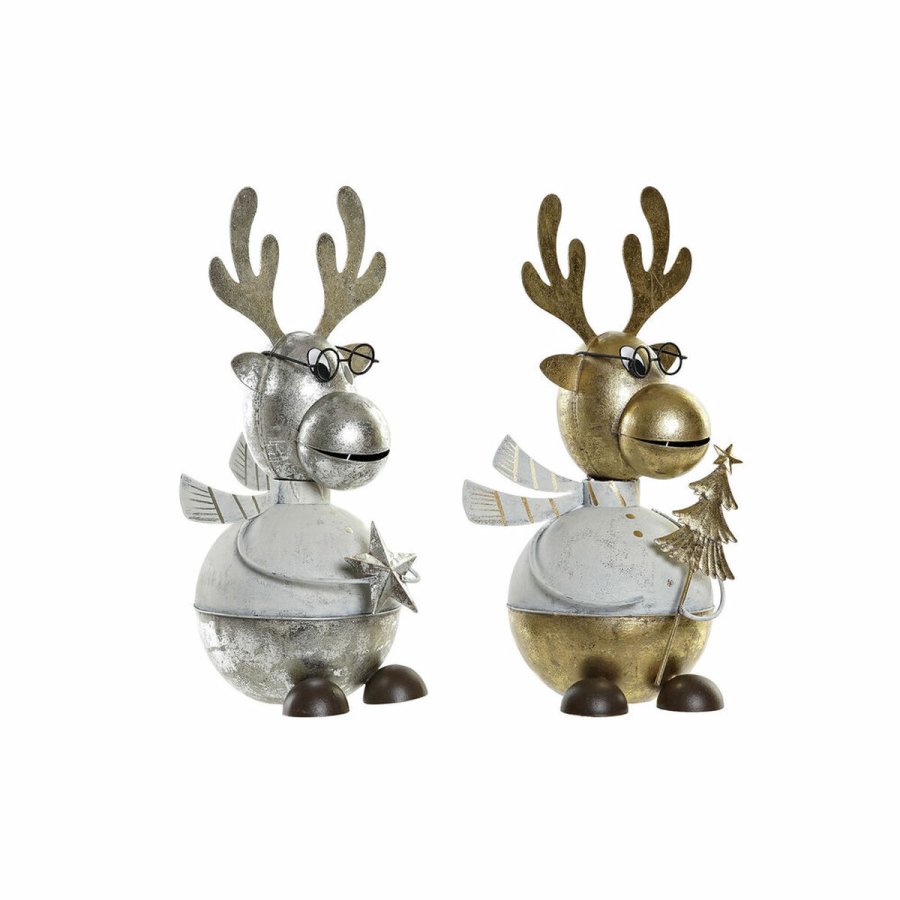 Julepynt DKD Home Decor Metal Rensdyr (14 x 13 x 27 cm) (2 pcs) #1