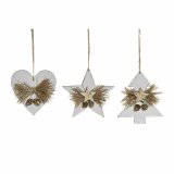 Julepynt DKD Home Decor Hjerte Tr Tov (12 x 3 x 12 cm) (3 pcs) #1
