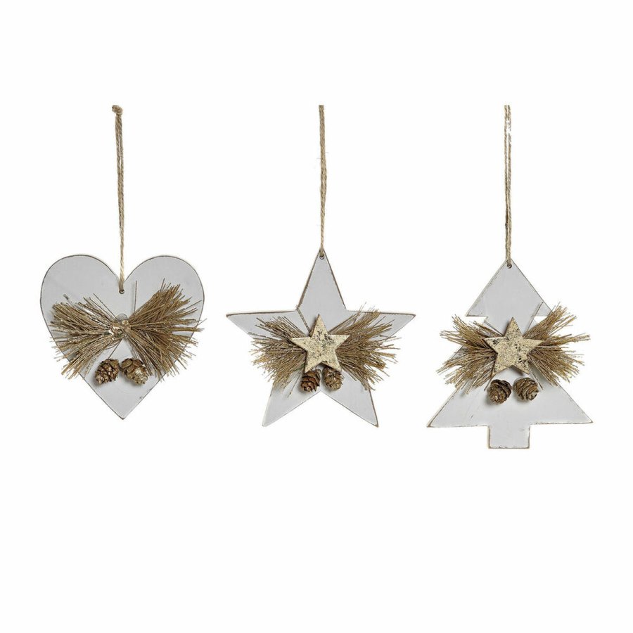Julepynt DKD Home Decor Hjerte Tr Tov (12 x 3 x 12 cm) (3 pcs) #1