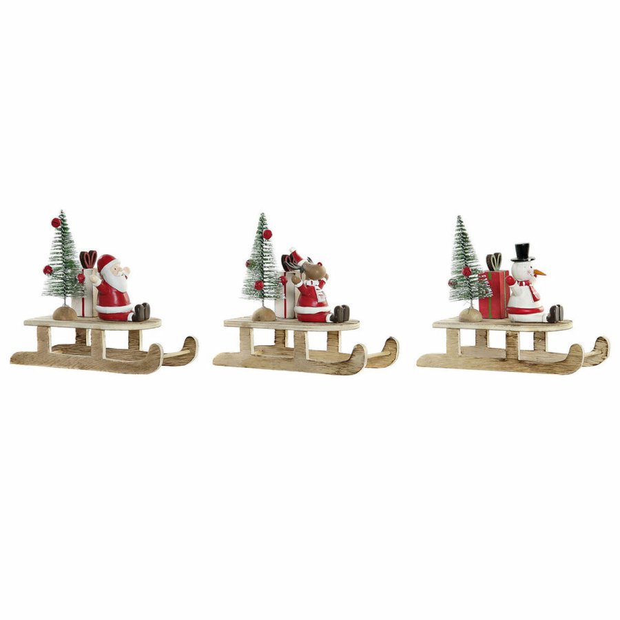 Julepynt DKD Home Decor Tr Julemanden (14 x 6 x 13 cm) (3 pcs) #1