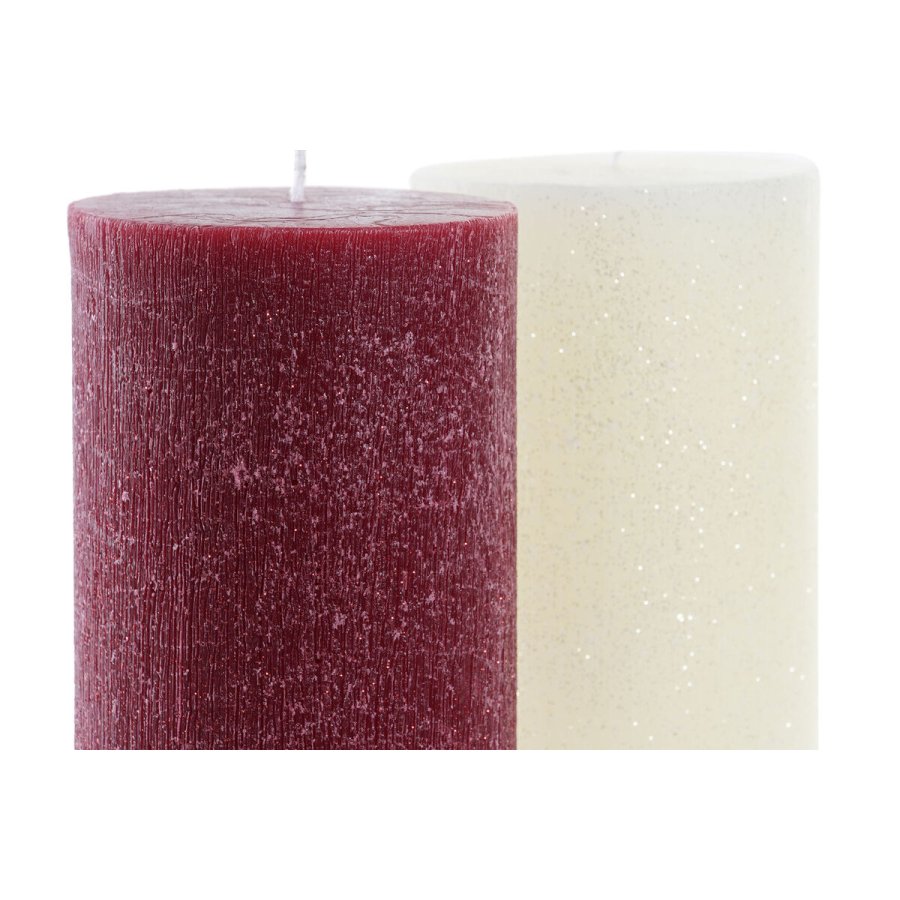 Stearinlys DKD Home Decor Hvid Rd Jul 9 x 9 x 15 cm (2 enheder) #9