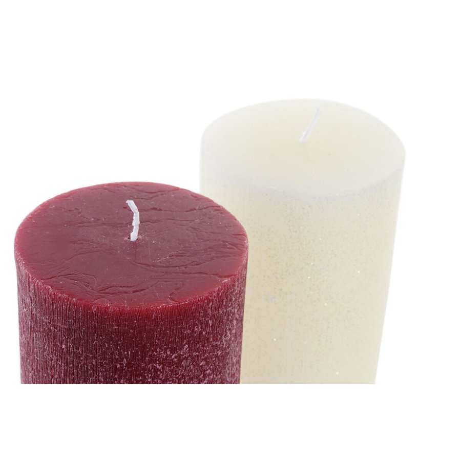 Stearinlys DKD Home Decor Hvid Rd Jul 9 x 9 x 15 cm (2 enheder) #5