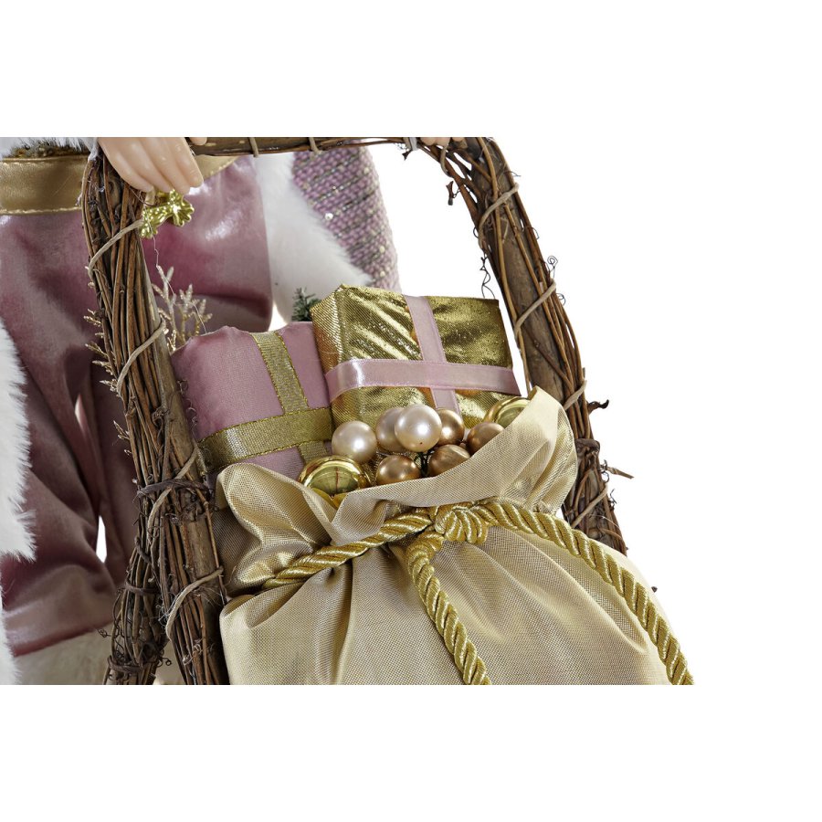 Julepynt DKD Home Decor Multifarvet Pink Gylden Tr Metal Julemanden 30 x 40 cm 42 x 25 x 48 cm #2