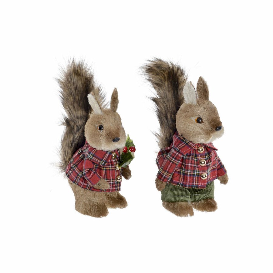 Julepynt DKD Home Decor Polyester Egern (2 pcs) (12 x 15 x 25 cm) #1