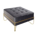 Stol DKD Home Decor   Skum Gr Gylden Metal Polyester Fljl Tr MDF (80 x 80 x 47 cm) #1