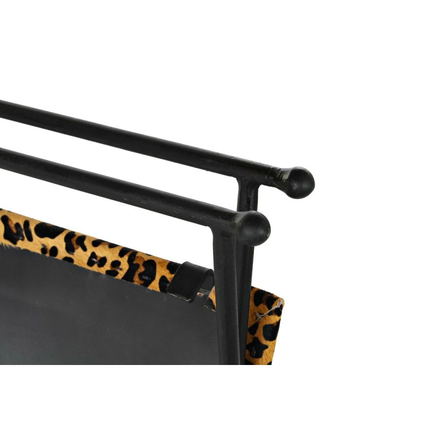 Fodsttte DKD Home Decor Sort Metal Brun Lder Leopard (55 x 45 x 41 cm) #4