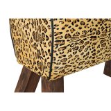 Fodsttte DKD Home Decor Sort Tr Brun Lder Leopard (67 x 30 x 51 cm) #4