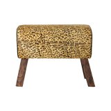 Fodsttte DKD Home Decor Sort Tr Brun Lder Leopard (67 x 30 x 51 cm) #3