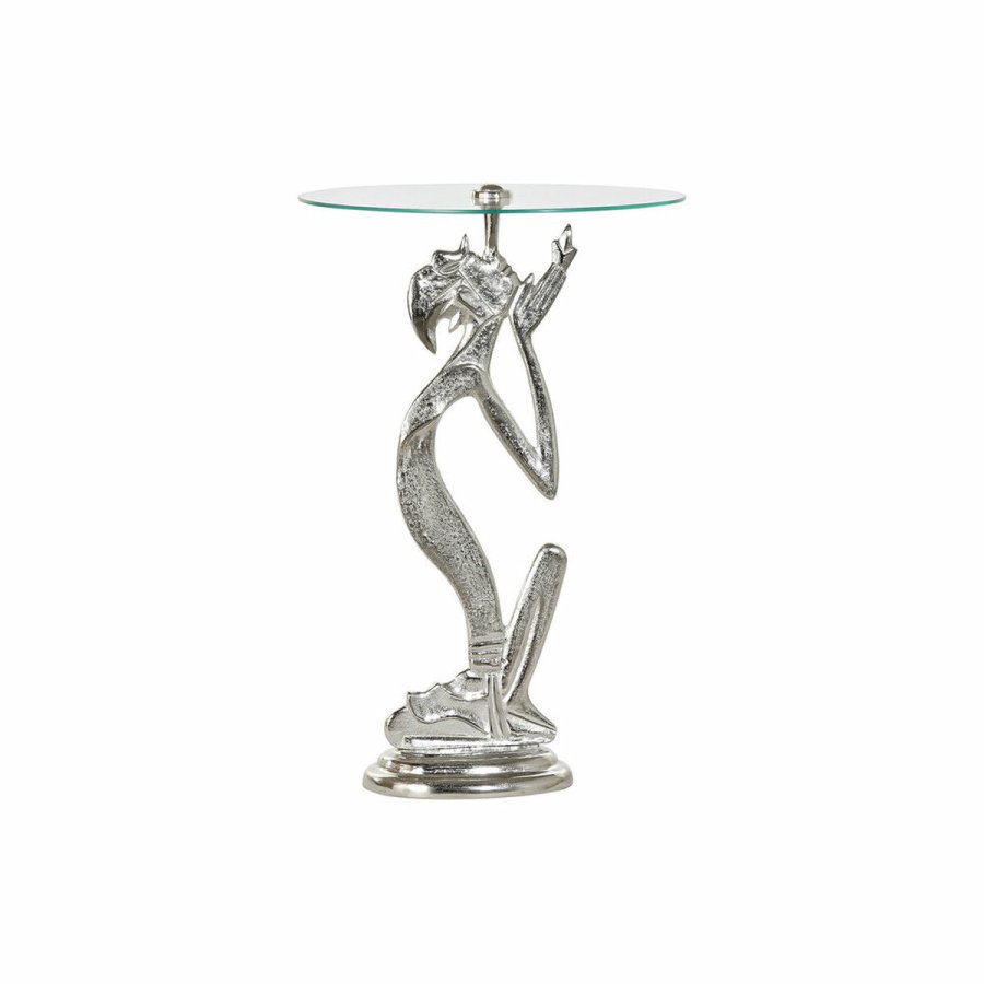 Sofabord DKD Home Decor Gennemsigtig Aluminium Krystal Slvfarvet (46 x 46 x 72 cm) #1