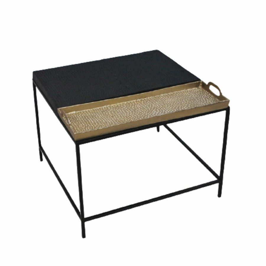 Sofabord DKD Home Decor 61 x 61 x 49 cm Sort Gylden Stl Aluminium #1