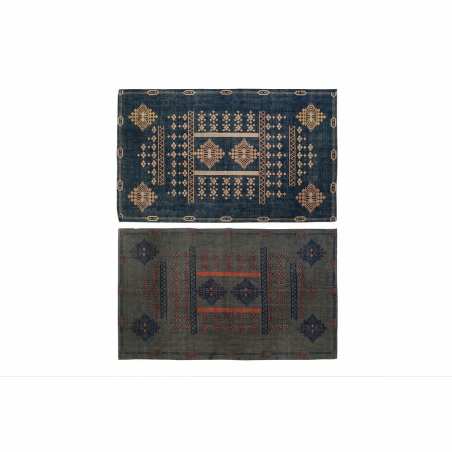 Tppe DKD Home Decor 120 x 180 x 0,4 cm Bl Orange Polyester Araber (2 enheder) #1