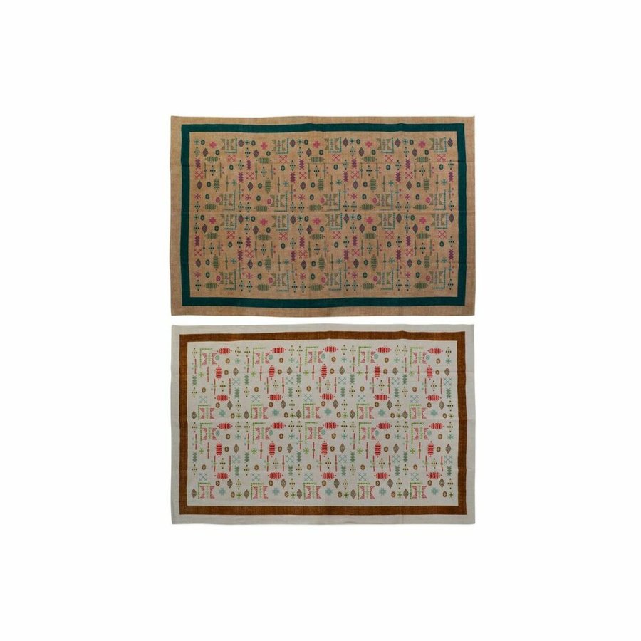 Tppe DKD Home Decor 160 x 230 x 0,4 cm Polyester Hvid Ikat Boho (2 enheder) #1