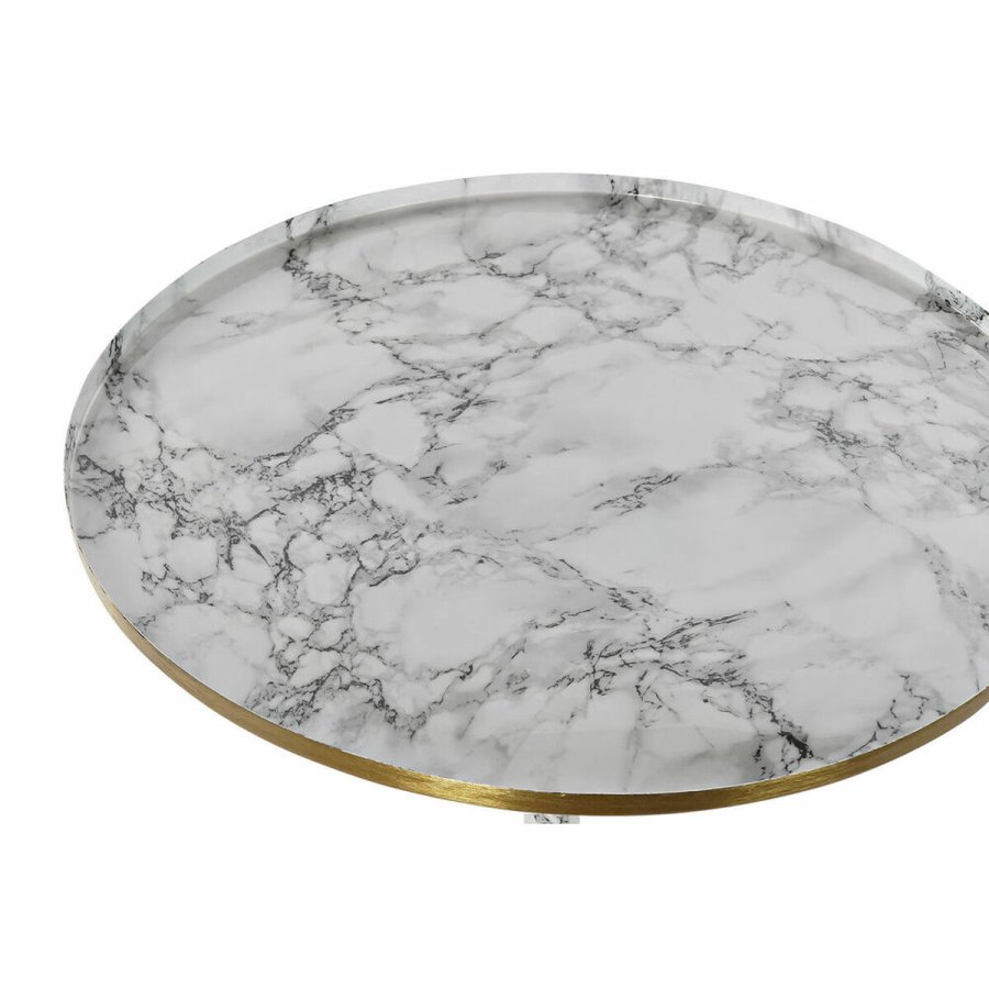 Lille serveringsbord DKD Home Decor Hvid Gylden 51 x 51 x 51 cm #4