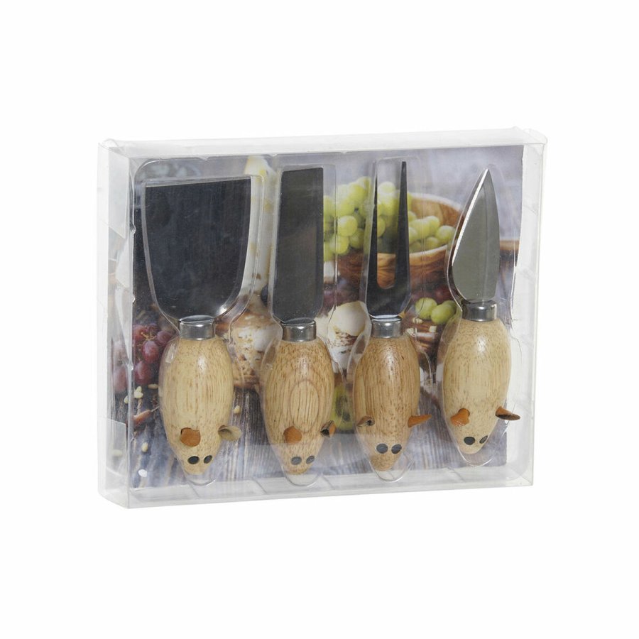 Osteknivene DKD Home Decor Slvfarvet Natur Rustfrit stl Fyrretr #4