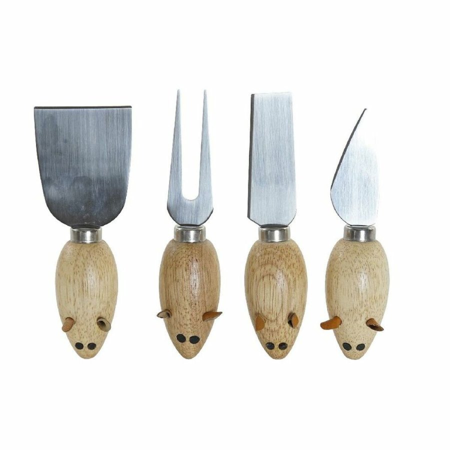 Osteknivene DKD Home Decor Slvfarvet Natur Rustfrit stl Fyrretr #1
