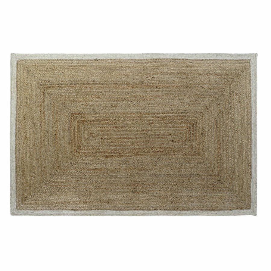 Tppe DKD Home Decor Scandi Polyester Bomuld Hvid Lys brun Jute 120 x 180 x 1 cm #1