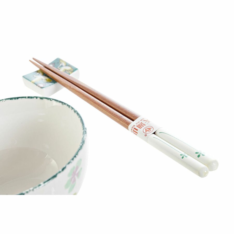 Sushi-st DKD Home Decor 25 x 25 x 6,5 cm Porceln Tr Hvid Grn Orientalsk (6 Dele) (25 x 25 x 6,5 cm) (6 pcs) #4