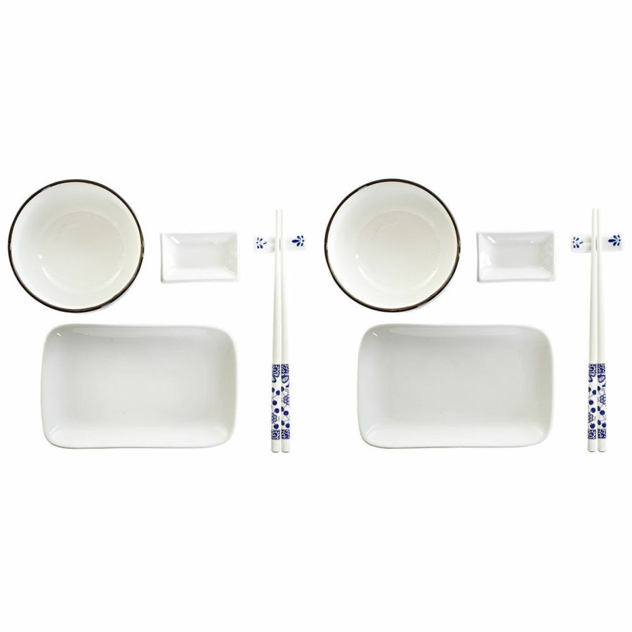 Sushi-st DKD Home Decor 33,5 x 34,5 x 9 cm Porceln Hvid Marinebl Orientalsk (33,5 x 34,5 x 9 cm) #1
