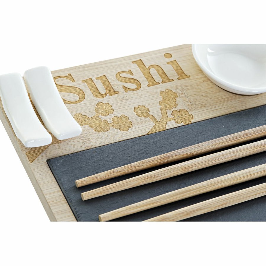Sushi-st DKD Home Decor PC-186227 Hvid Sort Natur Bambus Brt Moderne Orientalsk 28,5 x 18,5 x 2,6 cm (9 Dele) (28,5 x 18,5 x 2 #4
