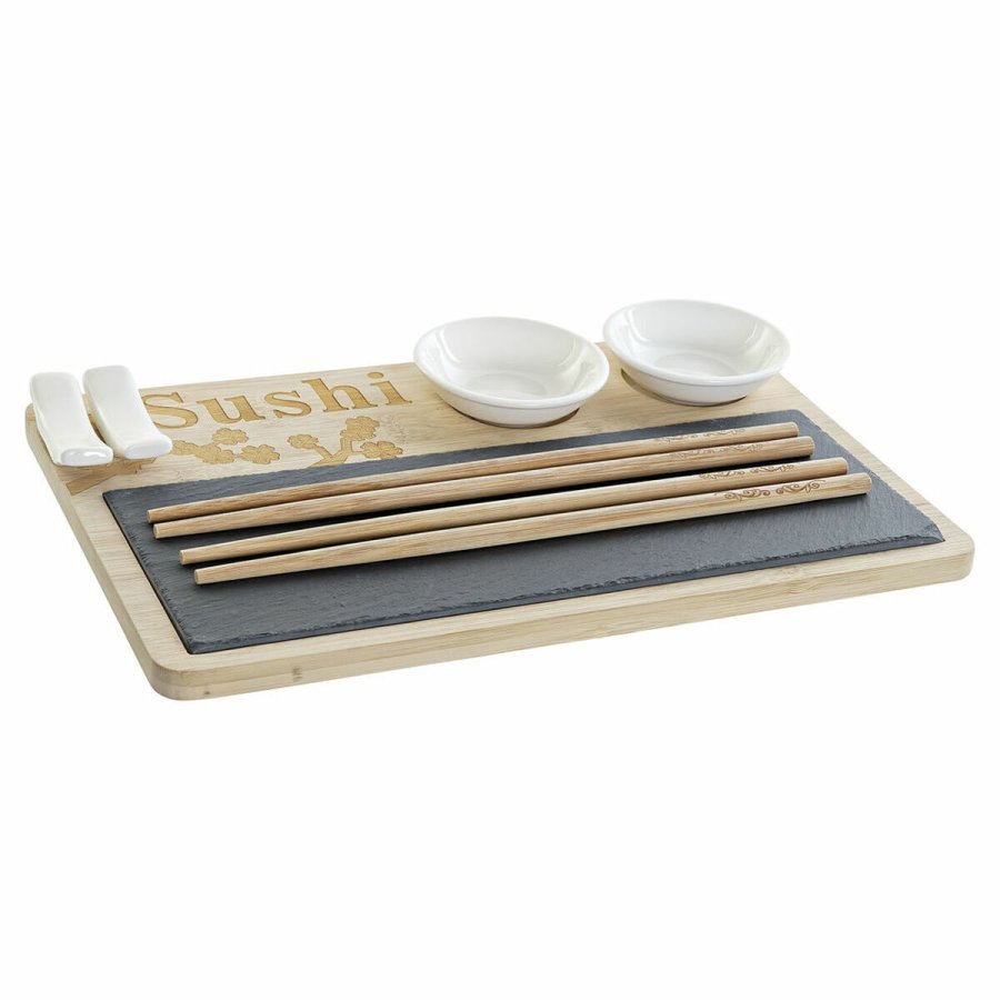 Sushi-st DKD Home Decor PC-186227 Hvid Sort Natur Bambus Brt Moderne Orientalsk 28,5 x 18,5 x 2,6 cm (9 Dele) (28,5 x 18,5 x 2 #1