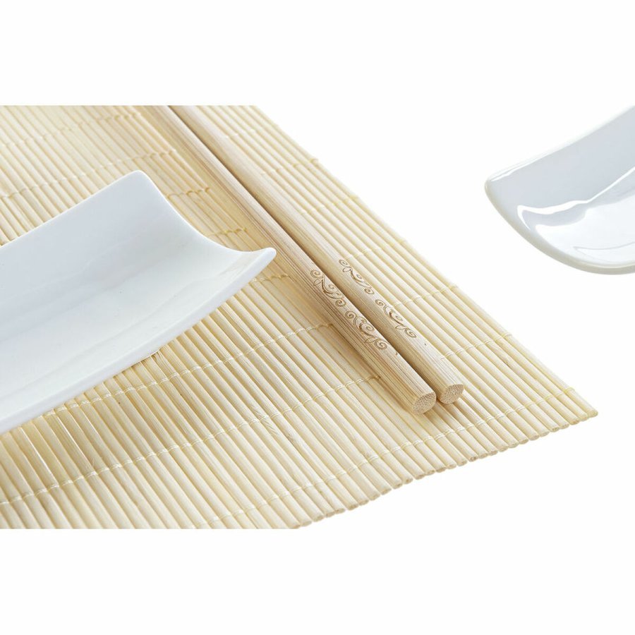 Sushi-st DKD Home Decor Bambus Stentj Hvid Natur Orientalsk 28,5 x 19,5 x 3,3 cm (9 Dele) (28,5 x 19,5 x 3,3 cm) #4