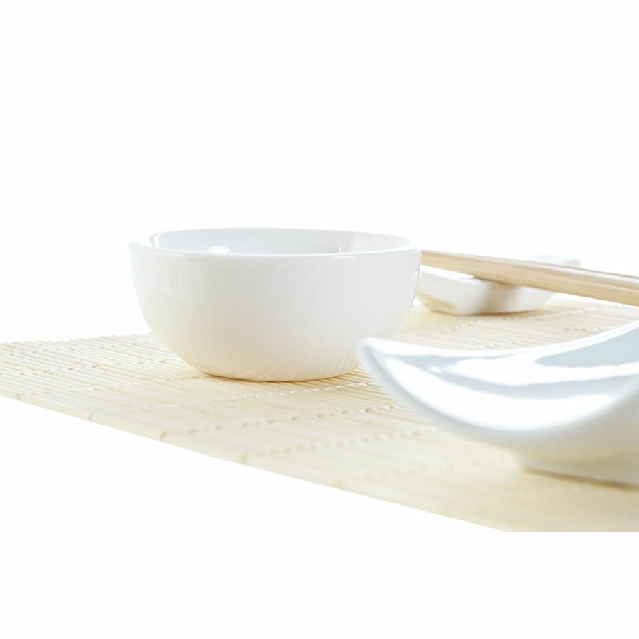 Sushi-st DKD Home Decor Bambus Stentj Hvid Natur Orientalsk 28,5 x 19,5 x 3,3 cm (9 Dele) (28,5 x 19,5 x 3,3 cm) #7