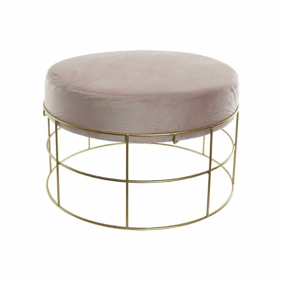 Fodsttte DKD Home Decor Gylden Metal Polyester Lyserd (60 x 60 x 37.5 cm) #1