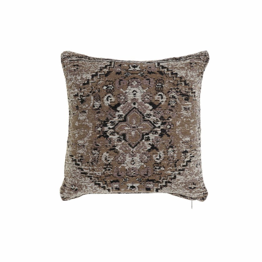 Pude DKD Home Decor Plastik Hvid Brun Sort Rektangulr Firkantet Araber 45 x 12 x 45 cm #1