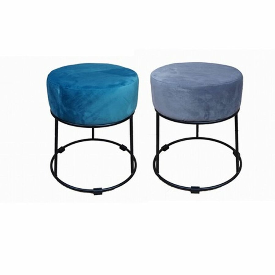 Fodsttte DKD Home Decor Sort Gr Metal Turkisbl Polyester (36 x 36 x 37 cm) (2 enheder) #1
