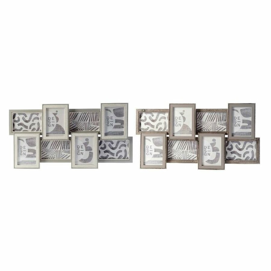 Fotoramme DKD Home Decor 60 x 3 x 32 cm Krystal Gr Brun Tr MDF Urban (2 enheder) #1