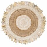 Tppe DKD Home Decor 140 x 140 x 1 cm Natur Beige Brun Polyester Bomuld Tropisk Jute Frynse #1