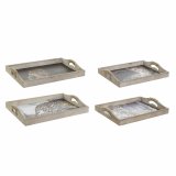 Bakke DKD Home Decor 40,5 x 30 x 6,5 cm Multifarvet Tr MDF (2 enheder) #1