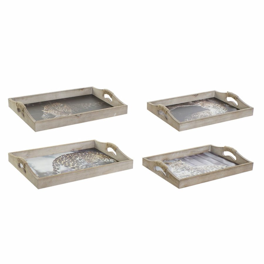 Bakke DKD Home Decor 40,5 x 30 x 6,5 cm Multifarvet Tr MDF (2 enheder) #1