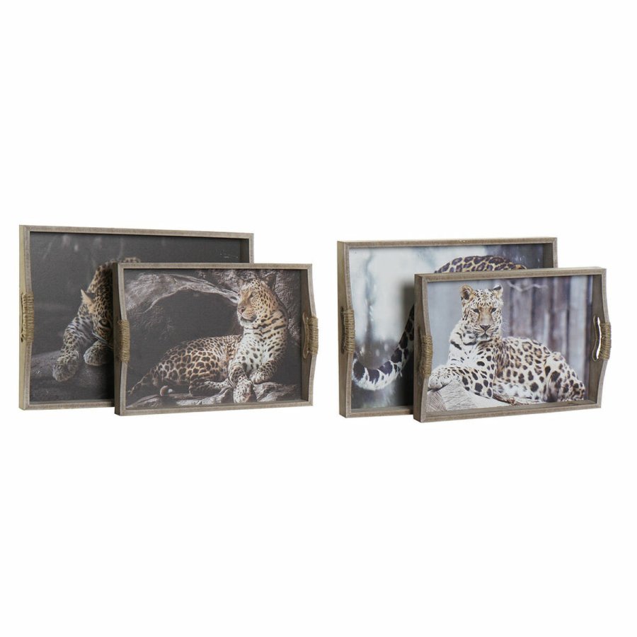 Bakke DKD Home Decor 40,5 x 30 x 6,5 cm Multifarvet Tr MDF (2 enheder) #7