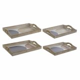 Bakke DKD Home Decor 40,6 x 30 x 6 cm Beige Bl Tr MDF (2 enheder) #1